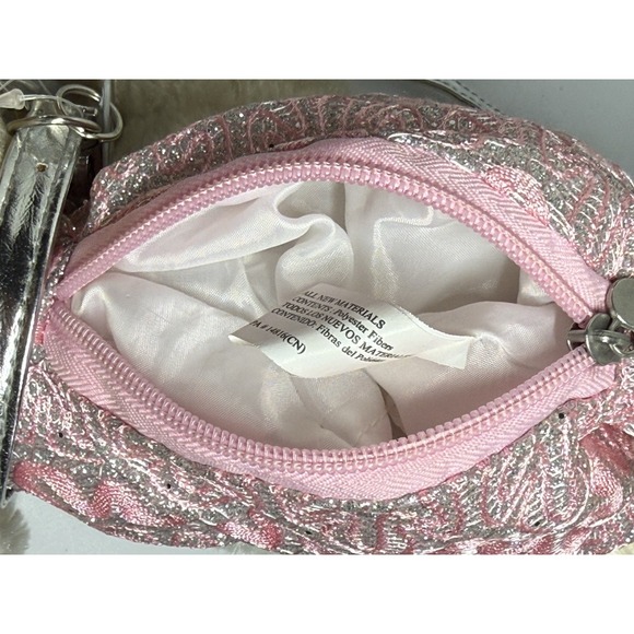 Stuffed Dog Plush Purse Poochie & Co Pink Bows Sparkle Beige Puppy Silver Strap - Picture 9 of 10